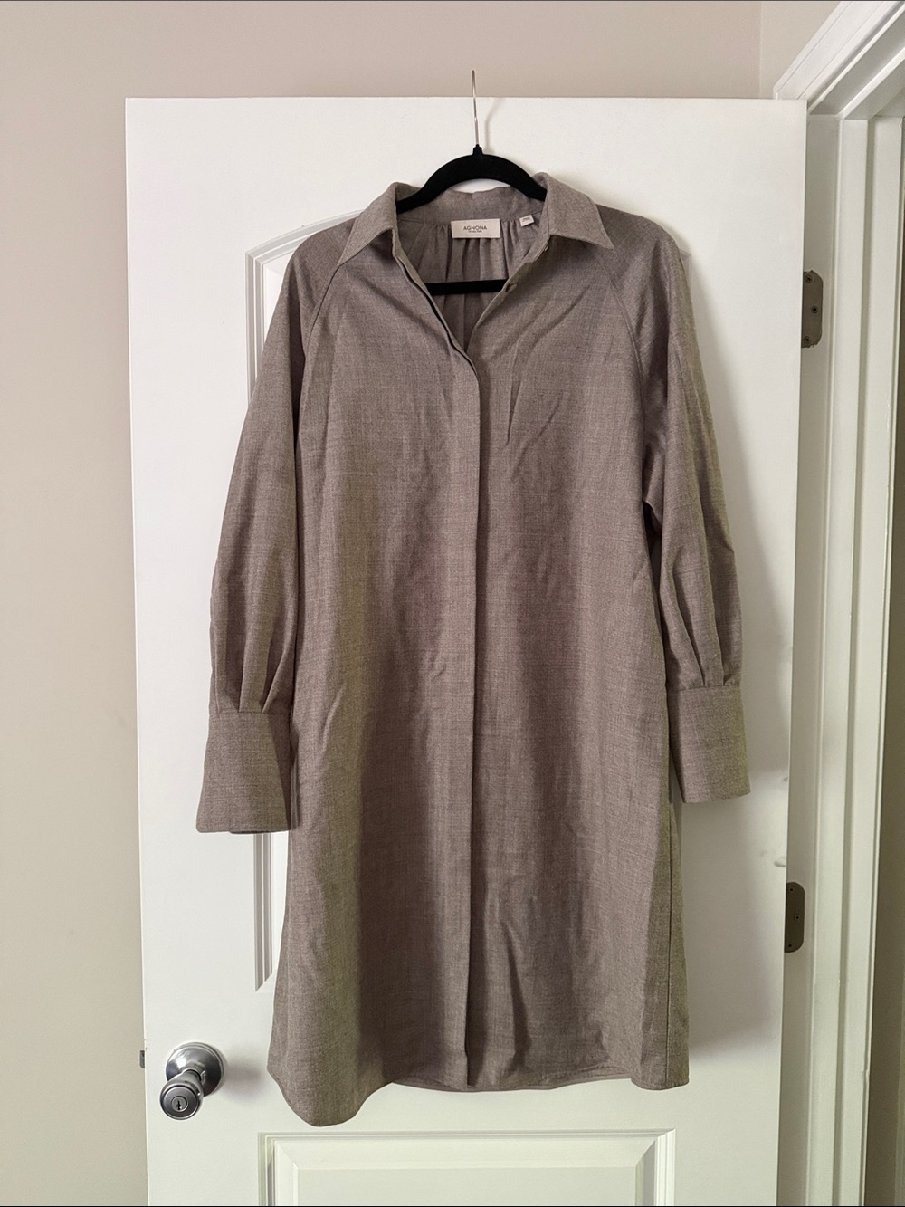 Long Sleeve Taupe Shirt Dress